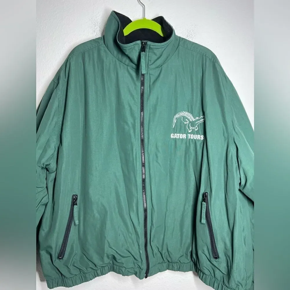 Woolrich Gator Tours Zip Up Hooded Windbreaker Jacket Men's 2XL Green